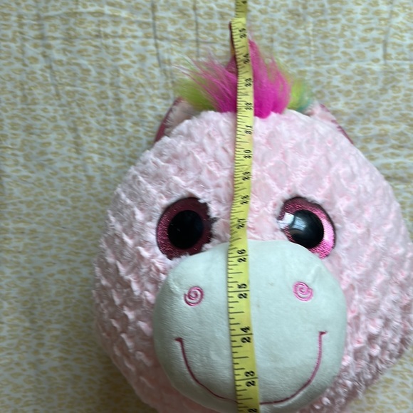 HUGE UNICORN 🦄 PINK& 🌈 RAINBOW TOYS “R”US 32x20 SQUISHY STUFFED ANIMAL - Picture 9 of 11